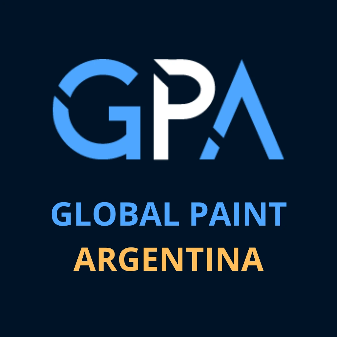 Logotipo de Global Paint Argentina sobre fondo azul oscuro.