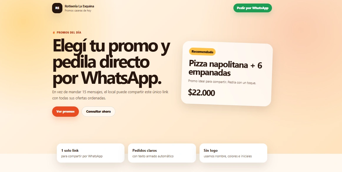 Preview de demo para local de comida